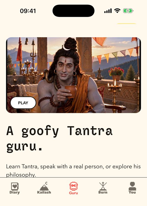 The Guru screen of the app