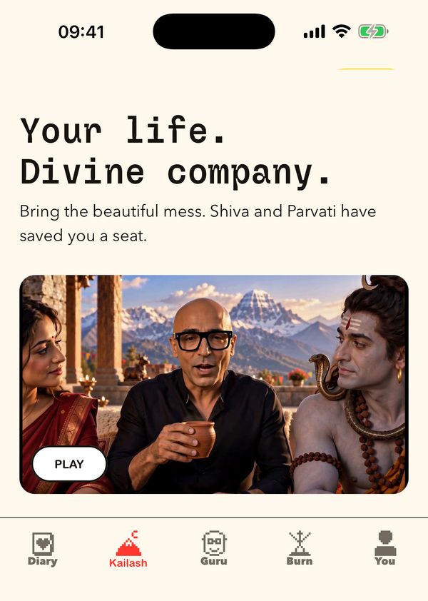 The Kailash screen of the app