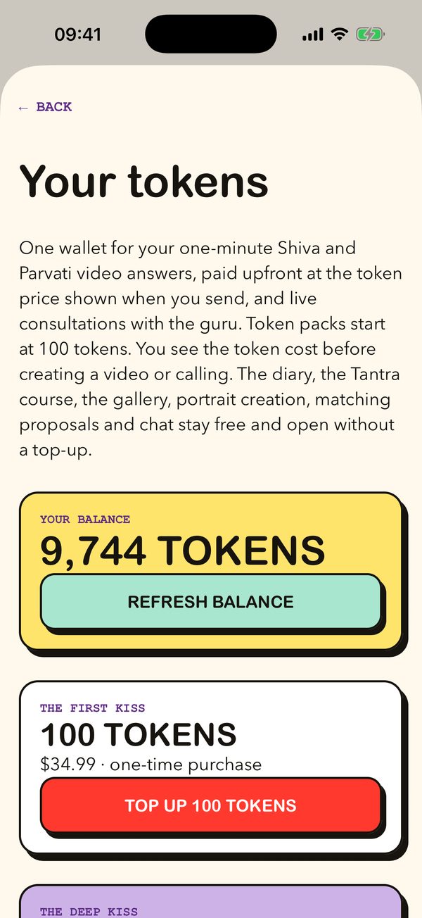 Your tokens: one wallet, packs from 100 tokens